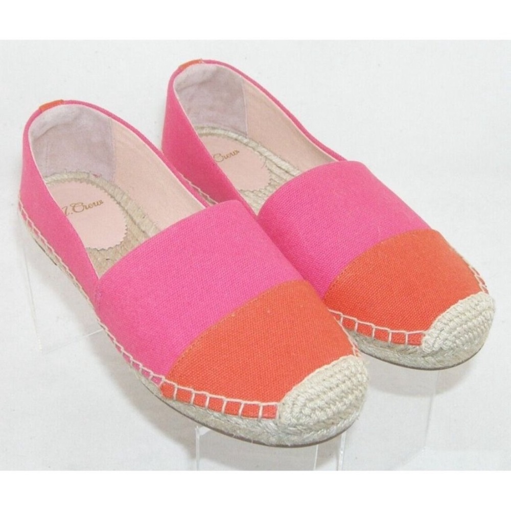 J.Crew Colorblock Espadrilles Pink Orange Flats Size 7 NWT Summer Beach